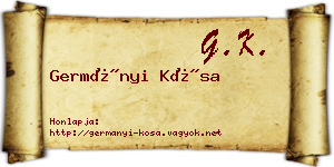 Germányi Kósa névjegykártya